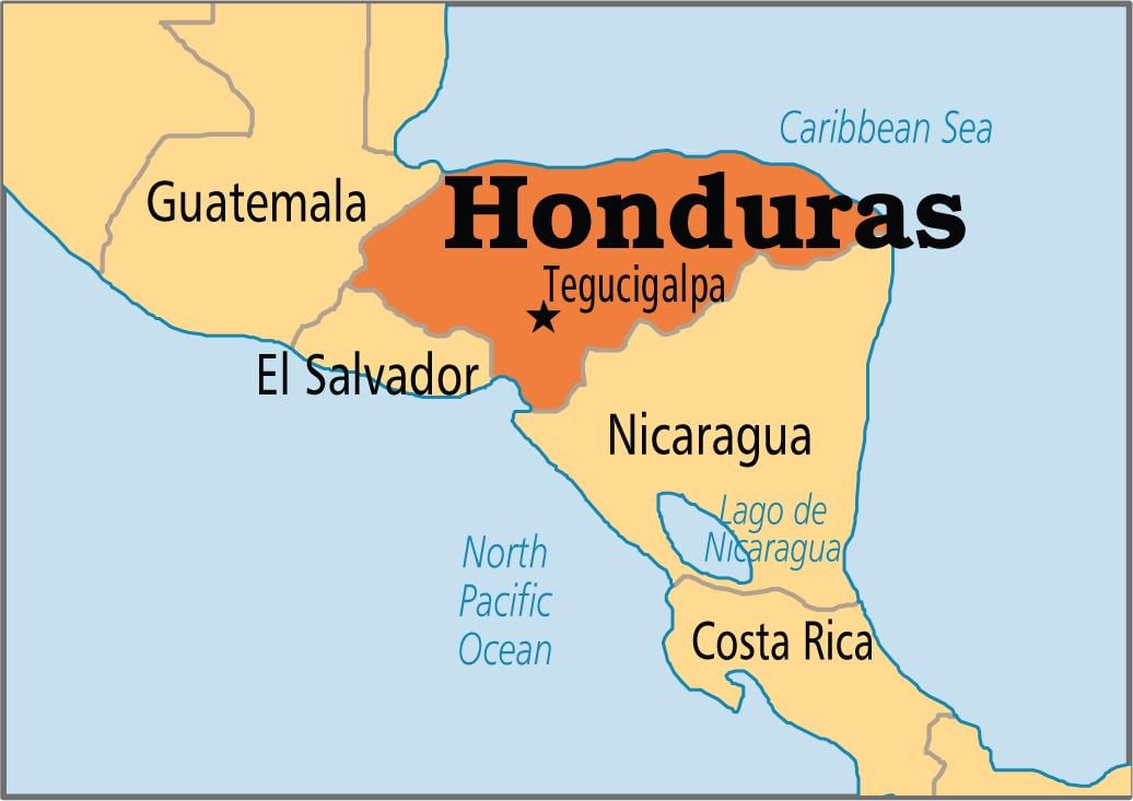 Honduras capitale mappa