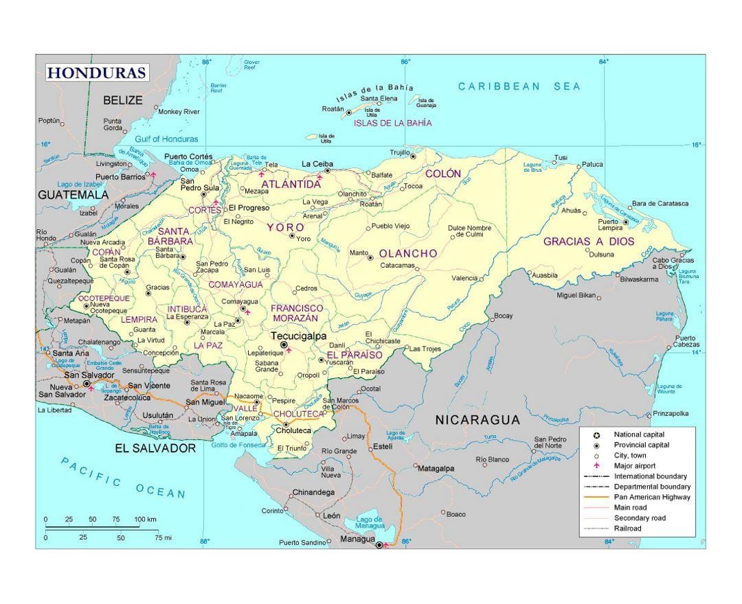 aeroporti Honduras mappa