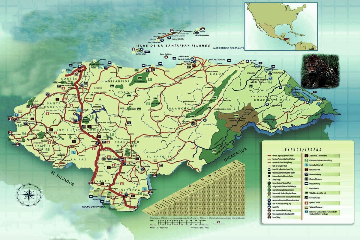 mappa di Honduras geografia