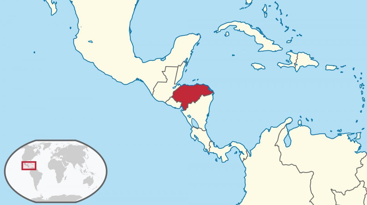 Honduras posizione sulla mappa del mondo
