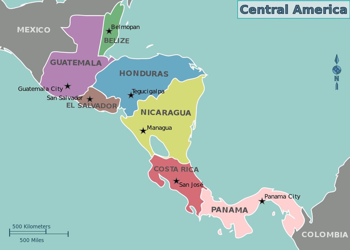 mappa di Honduras mappa dell'america centrale