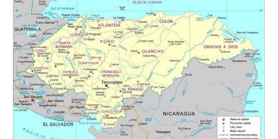 Honduras mappa con le città