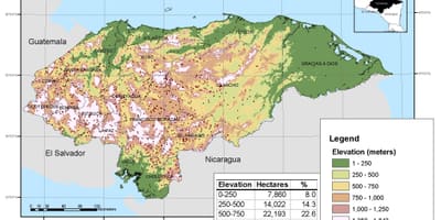 Mappa di elevazione Honduras