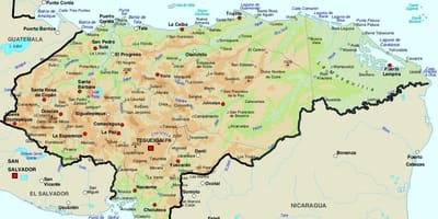 Mappa dell'Honduras e nei paesi limitrofi,