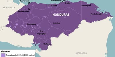 Mappa di Honduras zika