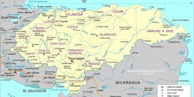 Mappa di mappa politica dell'Honduras